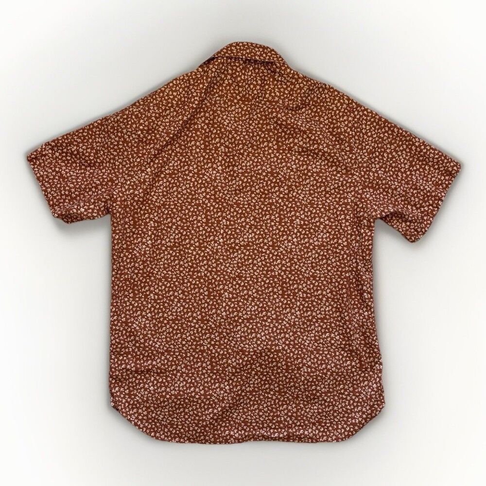 Joseph Abboud Mens Large Rust Floral Print Modern Fit Short Sleeve Button Up - Picture 2 of 6